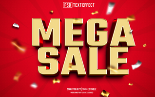 mega sale text effect, font editable, typography, 3d text psd