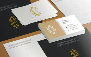 business card on brown background mockup psd