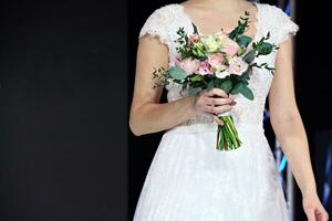 Beautiful wedding dress. Close-up photo