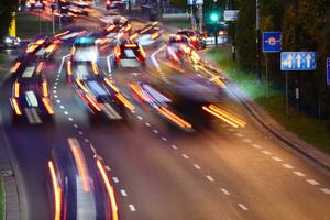 Light streaks and traces of movement in the city photo