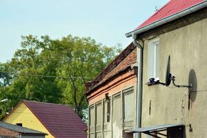 Old city buildings in a small town. photo