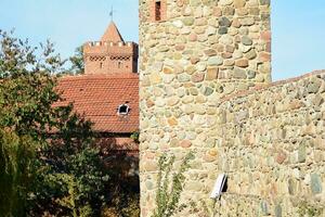 Old city buildings in a small town. photo