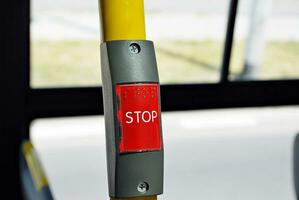 Interior of a city bus photo