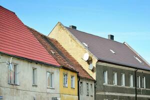 Old city buildings in a small town. photo