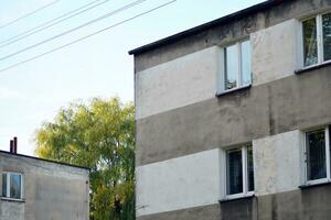 Old city buildings in a small town. photo