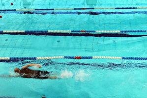 Swimming in the swimming pool photo