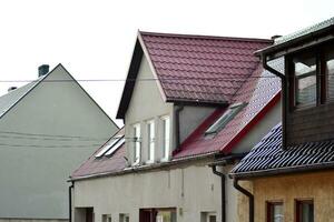 Old city buildings in a small town. photo