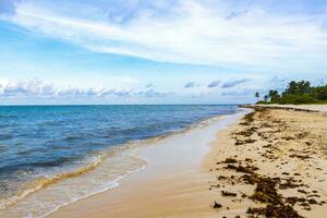 Tropical Caribbean beach clear turquoise water Playa del Carmen Mexico. photo