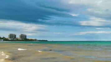 Tropical Caribbean beach clear turquoise water Playa del Carmen Mexico. video