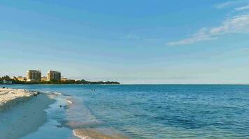 Tropical Caribbean beach clear turquoise water Playa del Carmen Mexico. video