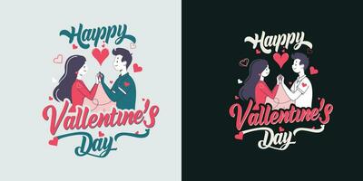 Valentine's day t-shirt for couple, Stylish typography with vector illustration, Celebration day 14th February valentine holiday couple t-shirt design apparel print concept.