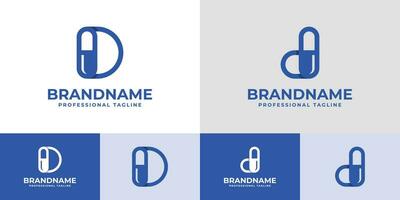 Letter D Capsule Logo, suitable for business related to Capsule or Pill with D initial vector