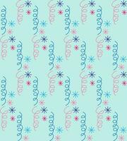 Vector abstract seamless holiday texture in the form of pink spirals and snowflakes on a blue background