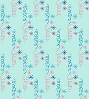 Vector abstract seamless holiday texture in the form of pink spirals and snowflakes on a blue background