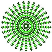 Abstract vector geometric pattern in the form of small green triangles arranged in a circle on a white background