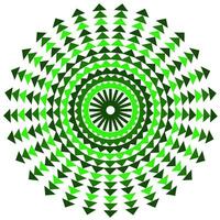 Abstract vector geometric pattern in the form of small green triangles arranged in a circle on a white background