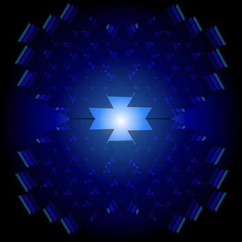 Vector abstract geometric pattern in the form of blue triangles on a black background