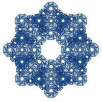 Vector festive winter illustration in the form of a beautiful blue snowflake on a white background