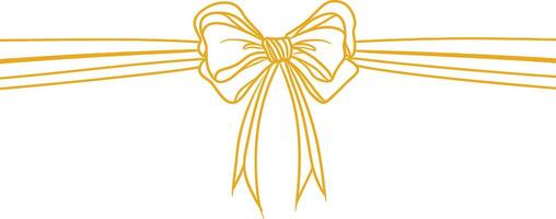 bows on gift Ribbon line art style vector, Banner ribbon, golden Flat banner ribbon for decorative design, Web banner, packaging, ornamental bow ribbon, present wrapping, craft, decorative element vector