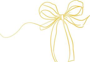 bows on gift Ribbon line art style vector, Banner ribbon, golden Flat banner ribbon for decorative design, Web banner, packaging, ornamental bow ribbon, present wrapping, craft, decorative element vector