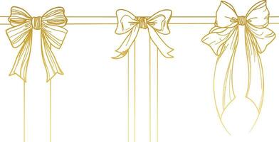 bows on gift Ribbon line art style vector, Banner ribbon set, Flat banner ribbon for decorative design, Web banner, packaging, ornamental ribbon, present wrapping, craft, decorative element vector