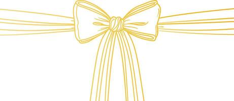 bows on gift Ribbon line art style vector, Banner ribbon, golden Flat banner ribbon for decorative design, Web banner, packaging, ornamental bow ribbon, present wrapping, craft, decorative element vector