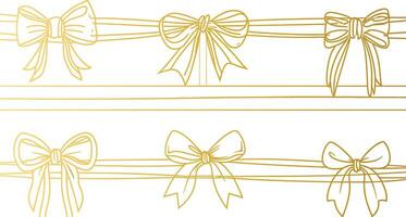 bows on gift Ribbon line art style vector, Banner ribbon set, Flat banner ribbon for decorative design, Web banner, packaging, ornamental ribbon, present wrapping, craft, decorative element vector