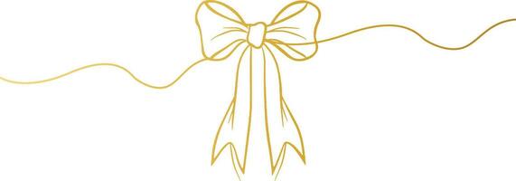 bows on gift Ribbon line art style vector, Banner ribbon, golden Flat banner ribbon for decorative design, Web banner, packaging, ornamental bow ribbon, present wrapping, craft, decorative element vector