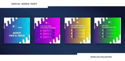 Tips social media tutorial, tips, post banner layout template background design element, Pro Vector