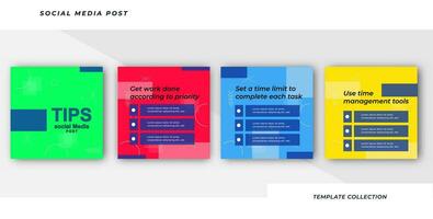 Tips social media tutorial, tips, post banner layout template background design element. Pro Vector