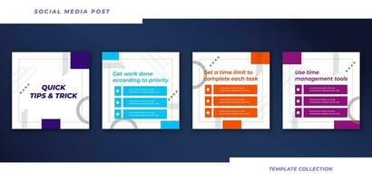 Tips social media tutorial, tips, post banner layout template background design element, Pro Vector