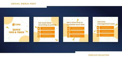 Tips social media tutorial, tips, post banner layout template background design element Pro Vector