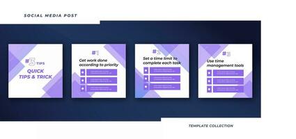 Tips social media tutorial, tips, post banner layout template background design element. Pro Vector