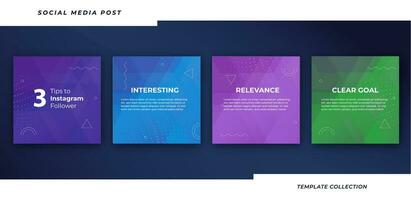 Tips social media tutorial, tips, post banner layout template background design element. Pro Vector