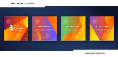 Tips social media tutorial, tips, post banner layout template colorful background design element vector