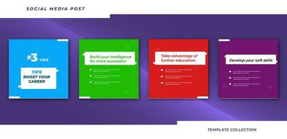 Tips post collection tutorial, tip, trick, quick tips, layout template design vector