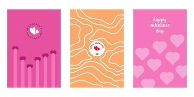 Creative concept of Happy Valentines Day cards set. Modern abstract art design with hearts, geometric and liquid shapes. Templates for celebration, ads, branding, banner, cover, label, poster, sales vector