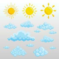 weather forecast set blue sky sun pixel design vector