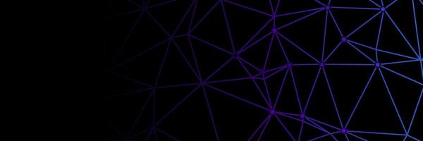 abstract  purple colorful triangles with connected dots on dark background vector