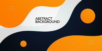 Simple black and orange geometric business banner design on white background. Creative banner design with wave shapes and lines for template. Simple horizontal banner. Eps10 vector