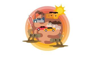 Global warming illustration, environment pollution, global warming heating impact concept vector