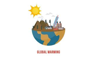 Global warming illustration, environment pollution, global warming heating impact concept vector