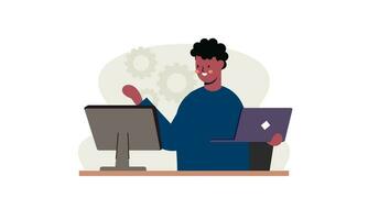 africano oficina empleado personaje ilustración vector