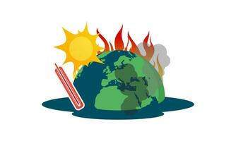 Global warming illustration, environment pollution, global warming heating impact concept vector