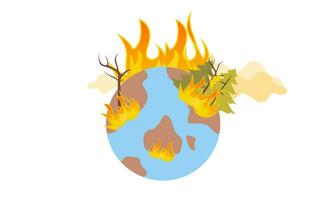 Global warming illustration, environment pollution, global warming heating impact concept vector