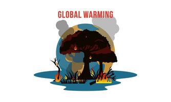 Global warming illustration, environment pollution, global warming heating impact concept vector