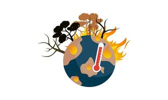 Global warming illustration, environment pollution, global warming heating impact concept vector