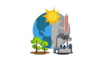 Global warming illustration, environment pollution, global warming heating impact concept vector