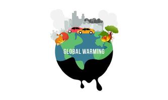 Global warming illustration, environment pollution, global warming heating impact concept vector