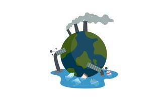 Global warming illustration, environment pollution, global warming heating impact concept vector